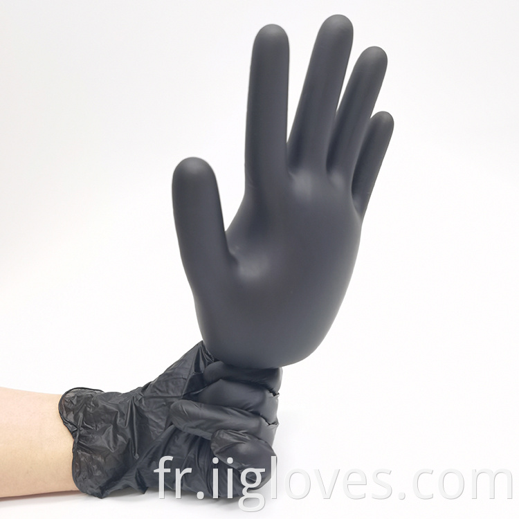 Prix ​​de qualité gants favorables gants de prix en vinyle gants de vinyle noir sans poudre